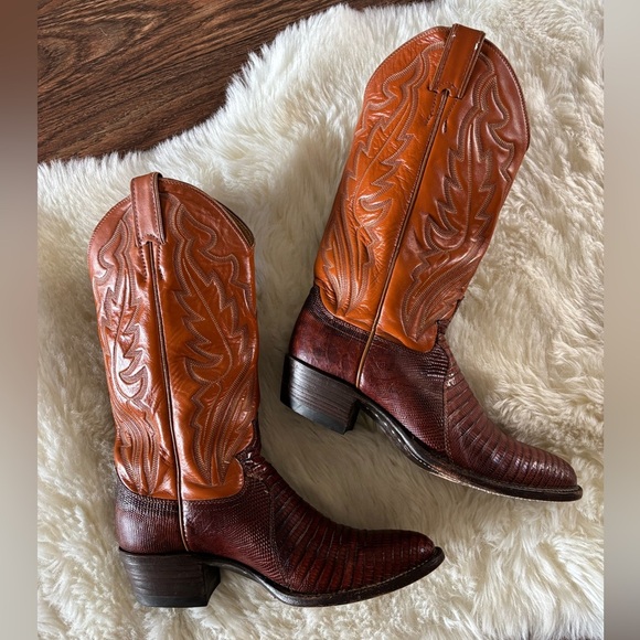 Justin Cowgirl Heeled Leather Exotic Lizard
Stitched Tall Western Boots 7.5 - Picture 7 of 16
